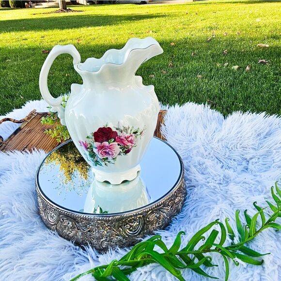 New VTG Formalities By Baum Bros Victorian Rose Detail Classic Ceramic Pitcher. - Picture 5 of 15